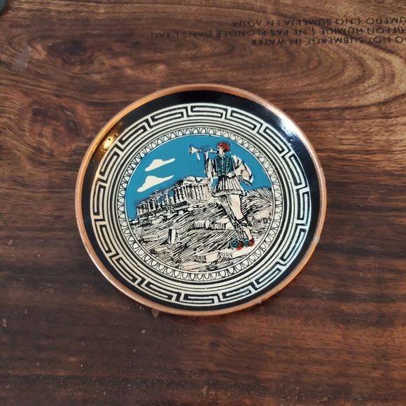 Greek Parthenon Copper Wall Plates Painted Enamel Ancient Art - Picture 9 of 9